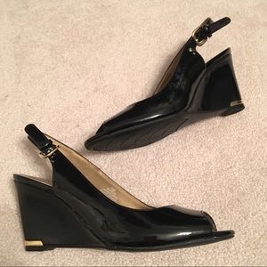 Bandolino Patent Peep Toe Wedge